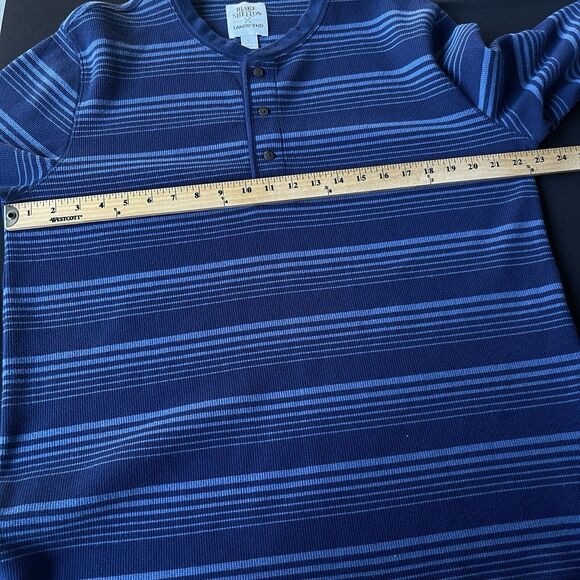 Blake Shelton x Lands End Henley Shirt Mens Large Blue Striped Ribbed Casual - Picture 7 of 10
